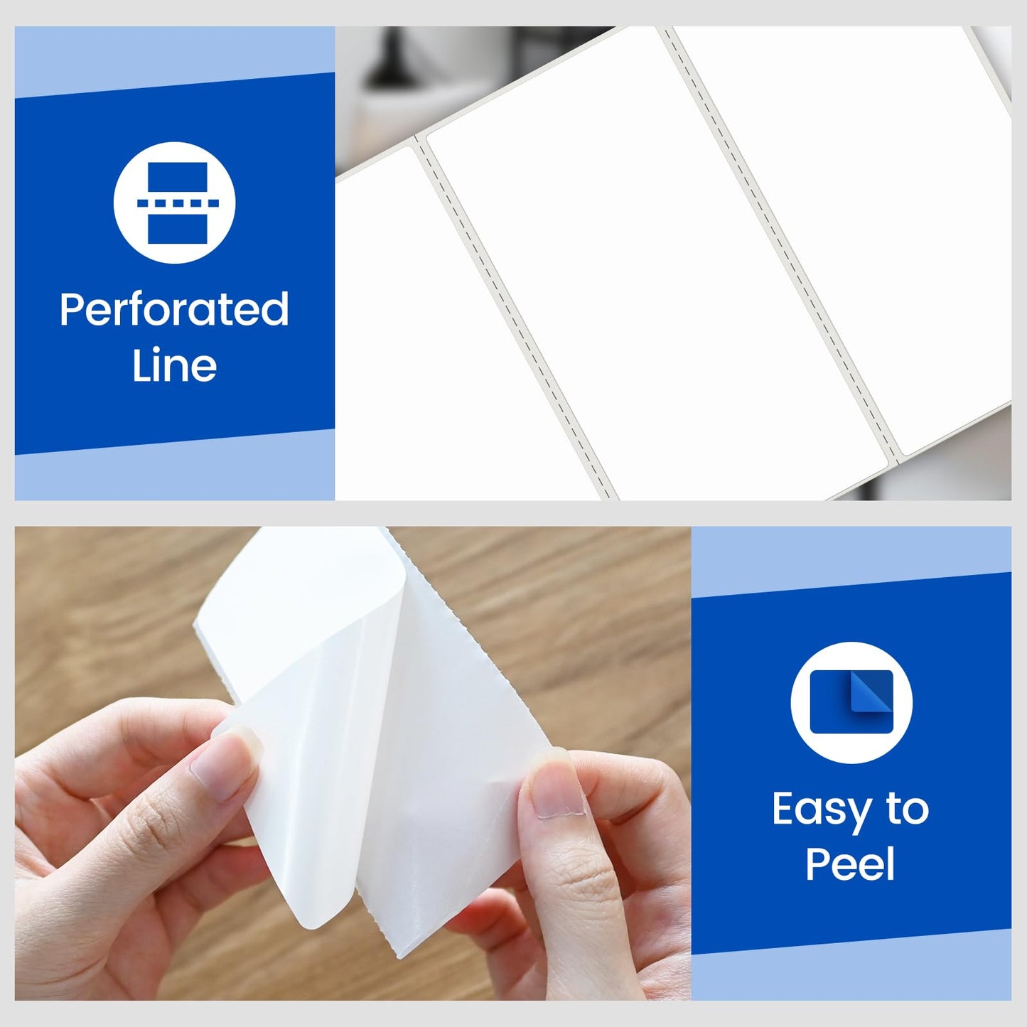 L LIKED 4" x 2" Blank Removable Labels with No Residue, Water and Oil Resistant, Use for Both Home and Office (1 Roll, 750 Labels)