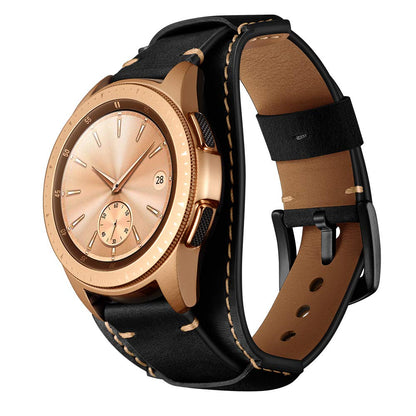Balerion 20mm Cuff Leather Watch band,Compatible with Samsung Galaxy Watch Ultra/7/6/5/4,Watch3 41mm/watch 42mm,Garmin Vivoactive 6 and other standard 20mm band width watch,Black