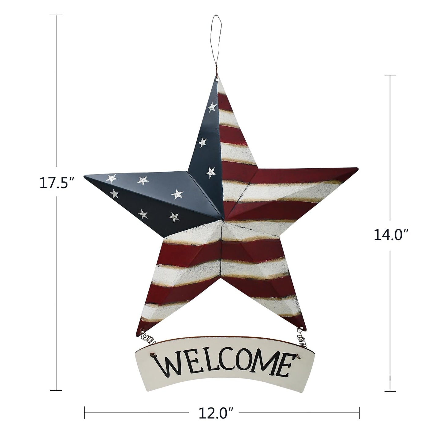 Linfevisi 12 Inch Barn Star Wall Decor Outdoor Patriotic Decorations Hanging Metal Stars American Flag 4th of July Memorial Day Texas Star Wall Art for Western Country Farmhouse Home(B)