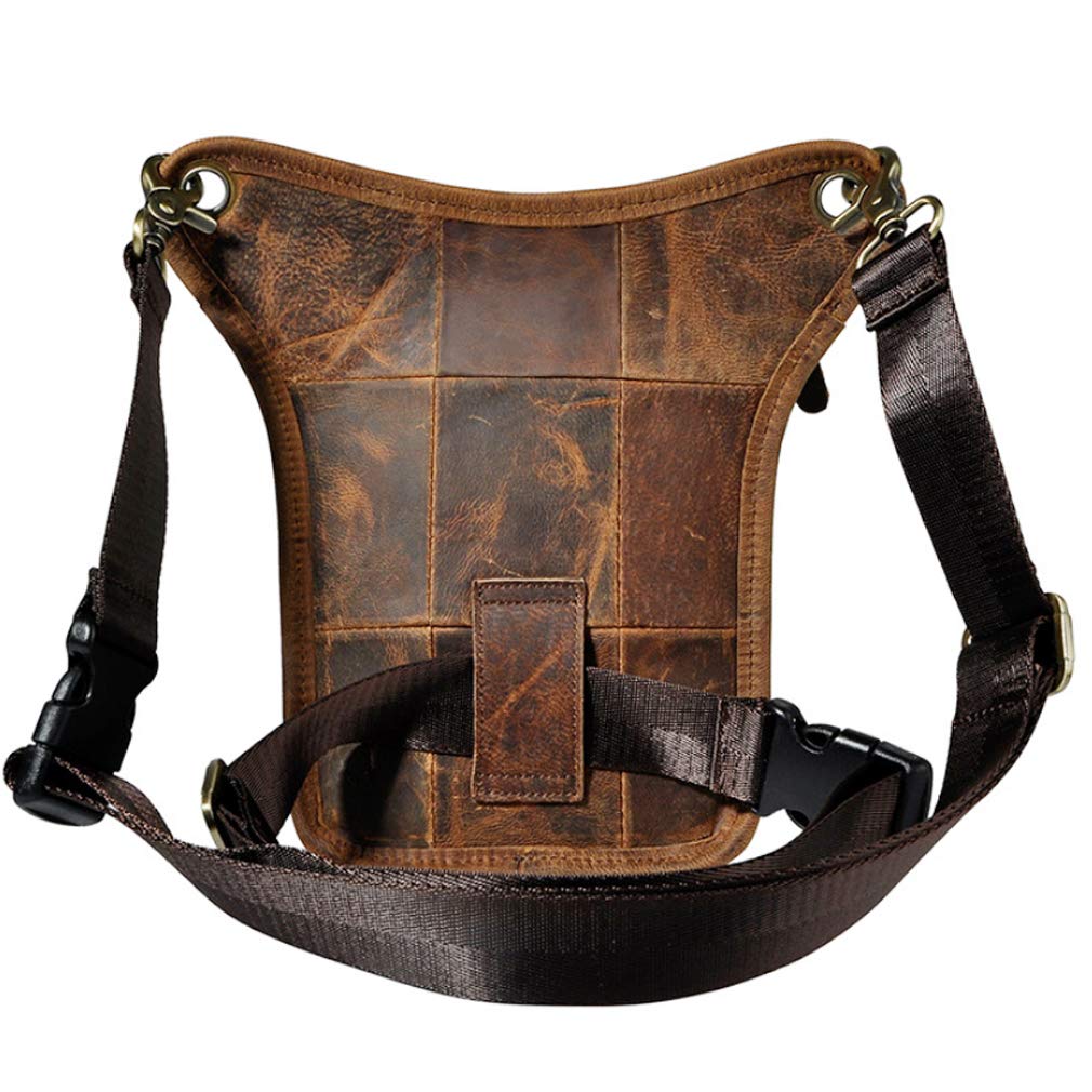 Hiking Waist Pack Leather Drop Leg Bag for Men Women Multi-Purpose Motorcycle Bike Outdoor Travel Sports Tactical Riding Hiking Camping Belt Bum Pouch Small Shoulder Bag Deep Brown
