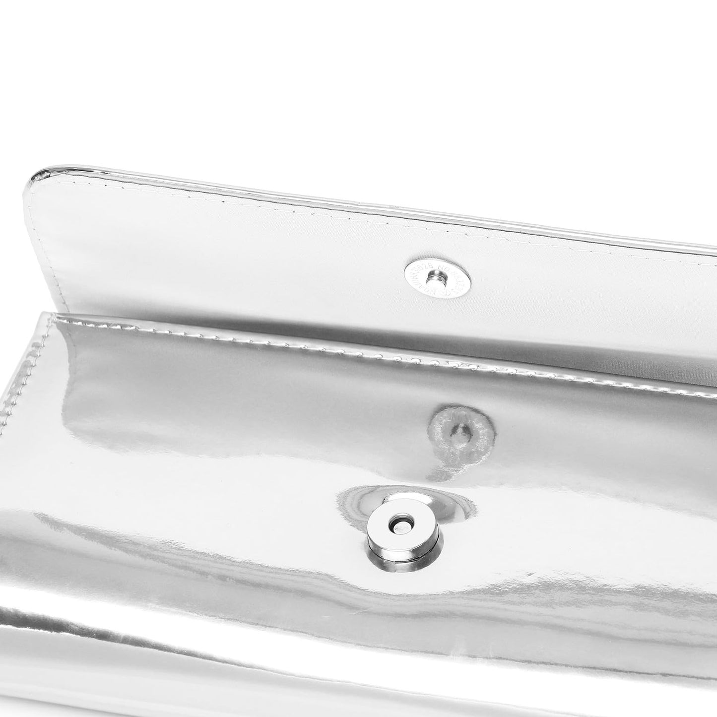 Patent Leather Envelope Clutch for Women Stylish Evening Handbag with Detachable Chain, Perfect for Wedding, Party & Prom (Silver 018)