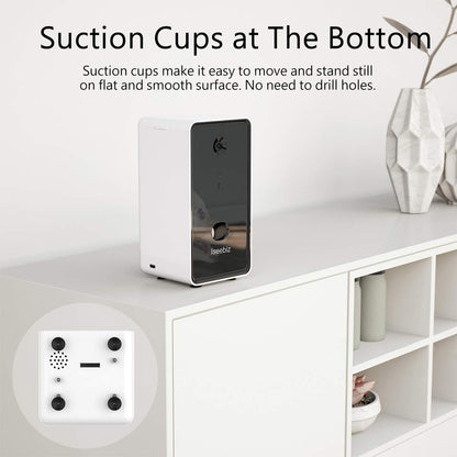 Iseebiz Pet Camera Treat Dispenser, 2 Way Audio Talk Listen, 5G WiFi, 1080P Night Vision Cat Dog Cam, App Control Tossing, Multi Devices Login, Compatible with Alexa, Play with Your Dogs and Cats