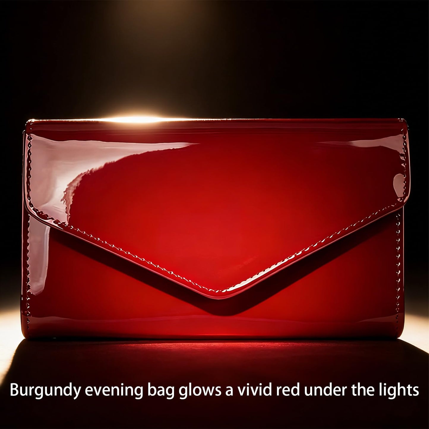 YAPAIOU Leather Envelope Evening Bag for Women Patent PU Clutch Purse for Formal Wedding Party Cocktail Prom Burgundy