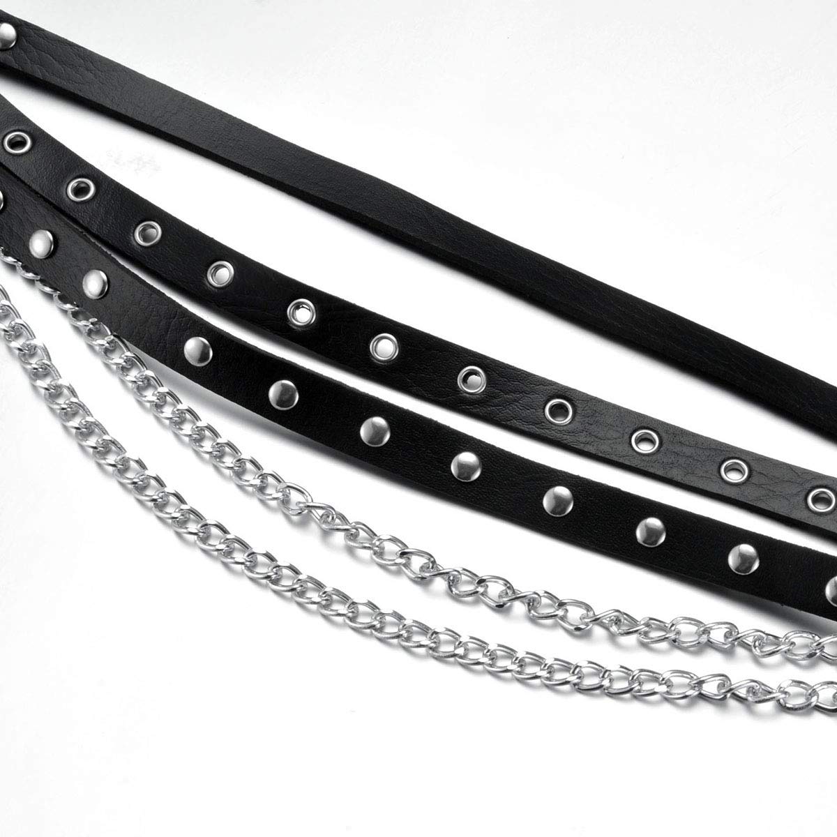 Eigso Womens Goth Belt Leather Rock Punk Waist Harness Belt for Woman Multilayer Tassel Leather Belt
