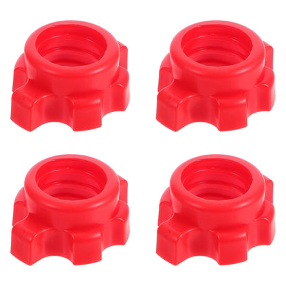 4pcs Dumbbell Hex Nut Plastic Screw for Barbell Dumbbell Collars 1 Inch for Dumbell Weight Lifting Fitness Training Red