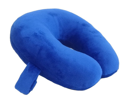 Wolf Essentials Kids Travel Neck Pillow - Cozy Soft Microfiber, Compact Design for Airplane, Car Seat, or Toddler Travel Support – Blue