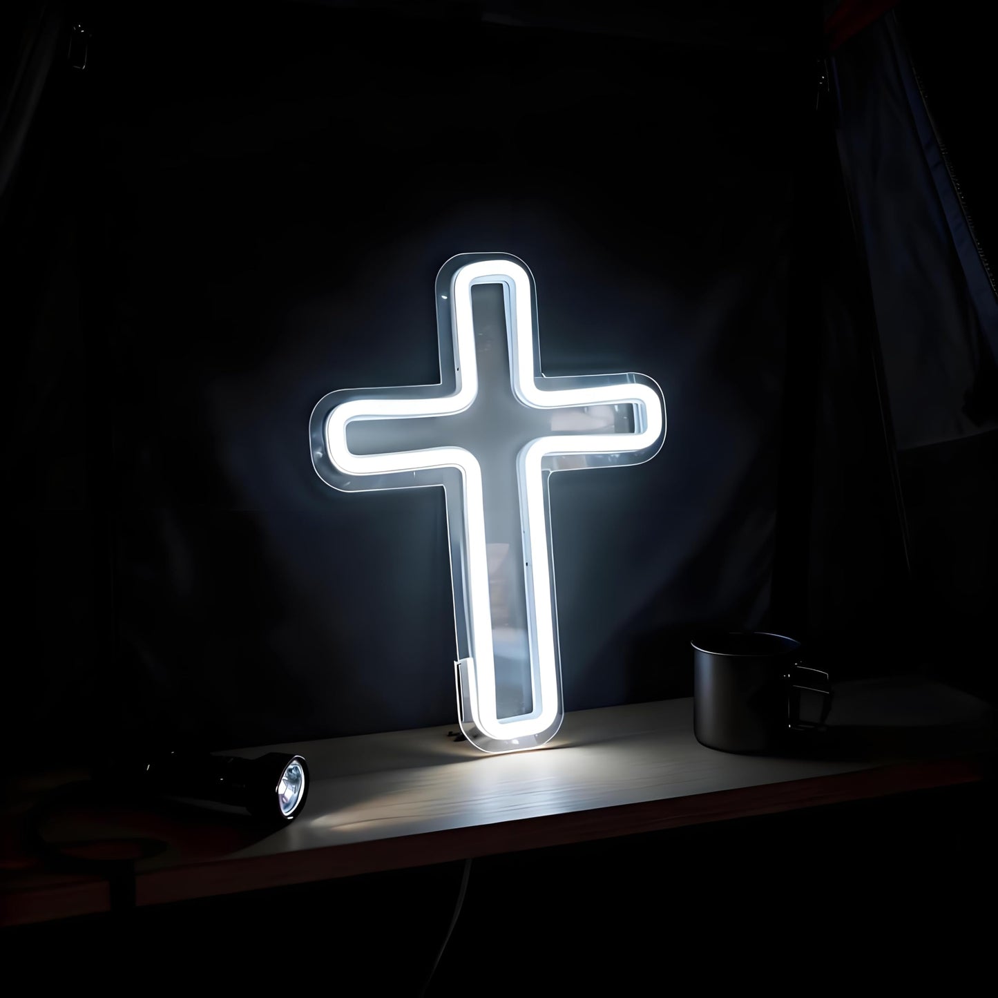 Neonawall Cross Neon Sign for Wall Decor Light Up Letters Religious Led Sign Birthday Party Gifts Led Decorative Night Signs Room Decor Christmas Gift for Religious Family Home Bedroom Baptism Church