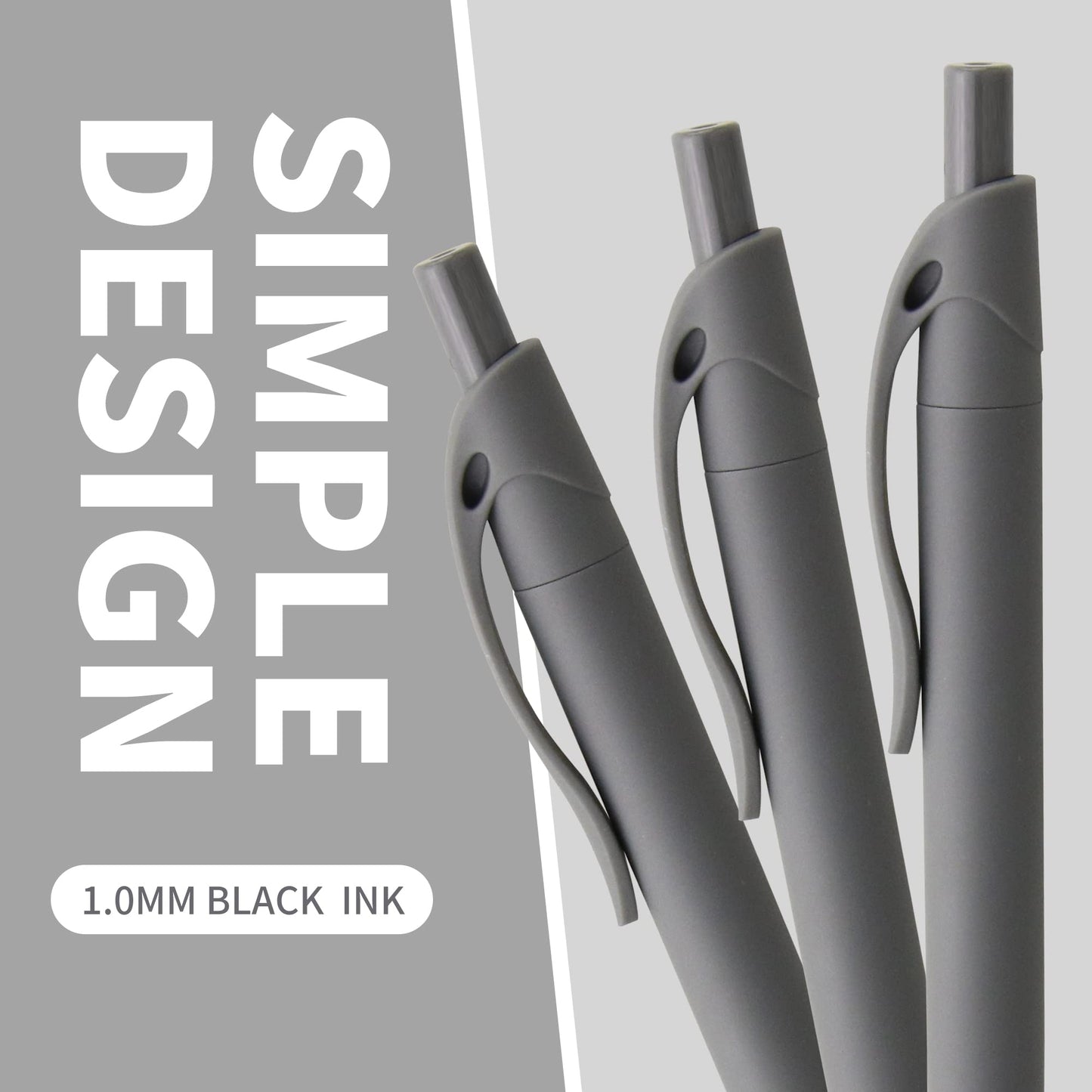 deegtran Pens Bulk, 50 Pack No Bleed Grey Barrel Black Ink Click Pens, Wholesale Retractable Ballpoint Pens, Pen Medium Point, Smooth black Ink Pen, 1.0MM