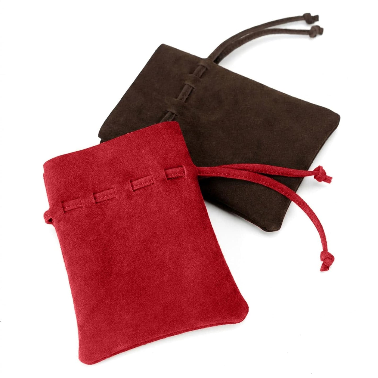 Medieval Drawstring Coin Pouch Bag,Leather Coin Pouch,Renaissance Drawstring Pouch Dice Bag,Small Coin Purse for Women/Men,Brown Swayze Suede Red