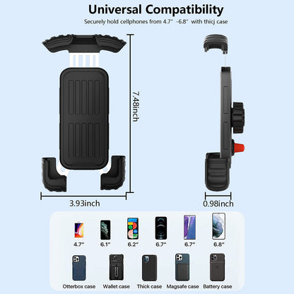 Marspeeder Bike Motorcycle Phone Mount,[Super Stable Metal] Bike Motorcycle Phone Holder with Security Lock, Bicycle Phone Mount with Soft Cushion & Adjustable Clip Compatible with 4.7''-6.8'' Phone