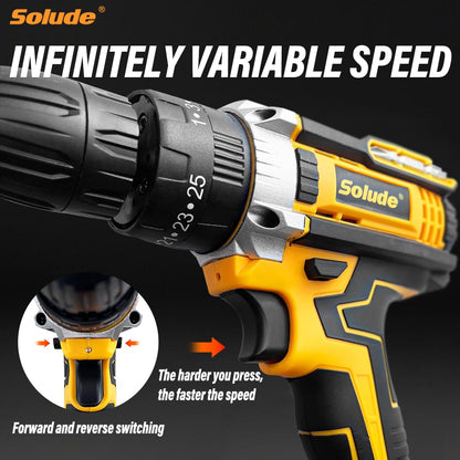 SOLUDE Tool Set with Drill,21V Cordless Power Drill Tool Box with 2 Battery,Electric Drill Driver with Basic Hand Tools for Home Repair and DIY Projects