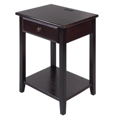 Casual Home Owl Night Stand with USB Port Charging Station and Drawer, 17.5" W x 14.25" D x 24.5" H, Natural Gray