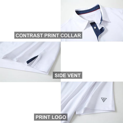 M MAELREG Golf Polo Shirts for Men Short Sleeve Performance Moisture Wicking Quick Dry Casual Collared Men’s Polo Shirts White
