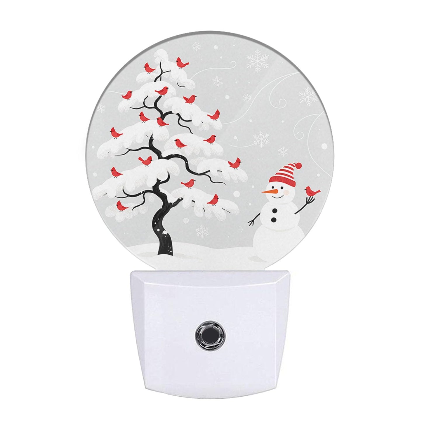 EKOBLA Snowman Night Light, Winter Snowflake and Cardinal Plug into Wall with Dusk to Dawn Sensor, 0.5W LED Energy Saving Nightlight for Kids Men Women Holiday Gift