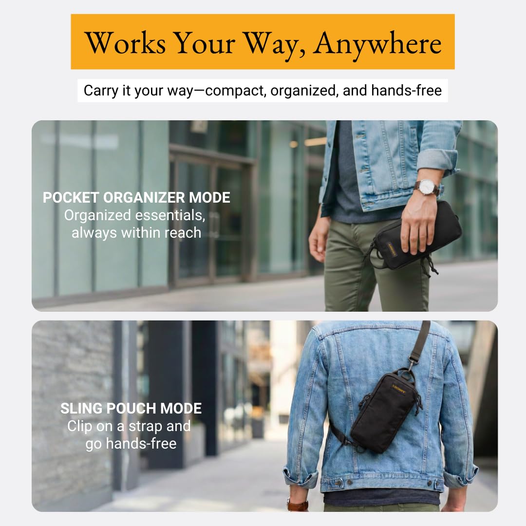 LOCHBY® Venture Pouch | Multipurpose Tactical Mini Tool Bag | Water Resistant Waxed Canvas | Dual-Sided Zipper Pouch | for Motorcycle, Bike, EDC, Pen, Pencil, Art, Tech & Travel