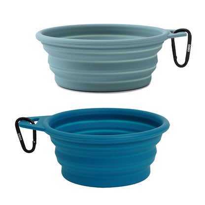 OHMO Collapsible Dog Bowl(2 Pack, Peacock&Light Blue 12oz/400ml) Premium Silicone Pet Water Bowls for Cats & Dogs, Portable Dog Travel Bowls Foldable for Outdoor Camping Hiking