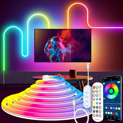 azhongxus 9.8FT USB LED Neon Rope Light,Smart RGB IC Led Strip Lights for Bedroom,Music Sync LED Neon Light Strip,APP and 24Keys Wireless Remote,DIY Ideas,Gaming Room,Home Decorations,Christmas Gift