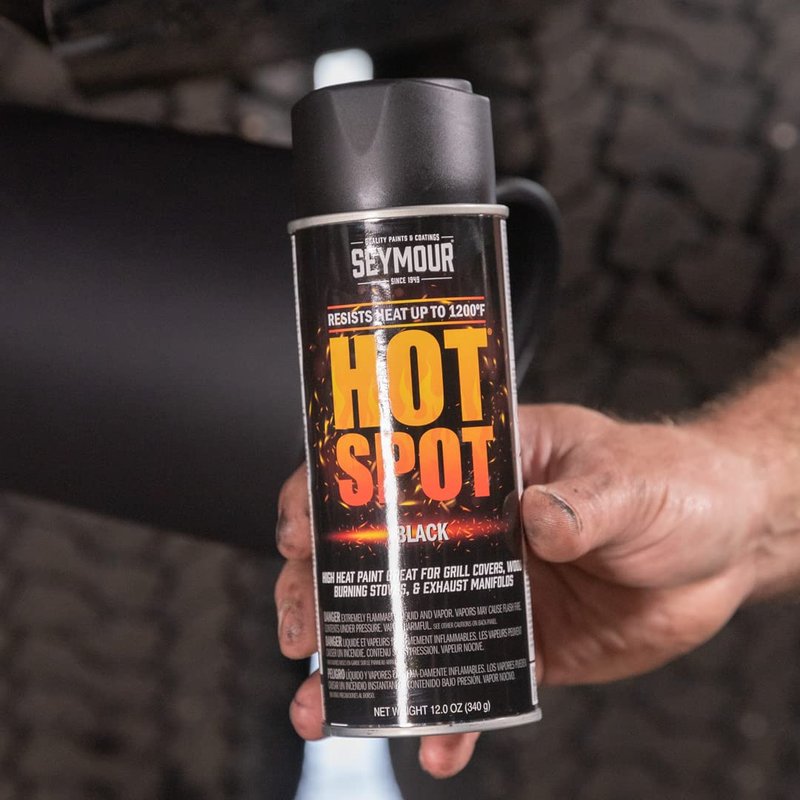 Seymour 16-1201 Hot Spot High Heat Spray Paint Aluminum 12 oz - 1200°F Heat Resistant Coating for Grills, Stoves, Engines, Exhaust, VOC Compliant