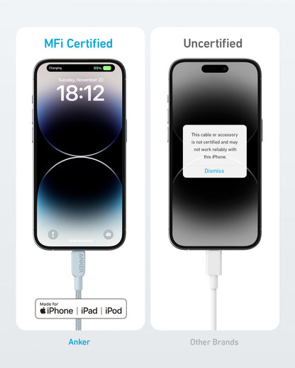 Anker 310 USB C to Lightning Cable(6FT,2Pack, Black), MFi Certified for iPhone 14 Series, and More(Charger Not Included)