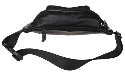 Polare Napa Leather Fanny Pack Waist Bag For Outdoor Travel Camping Cycling Running Black-Small