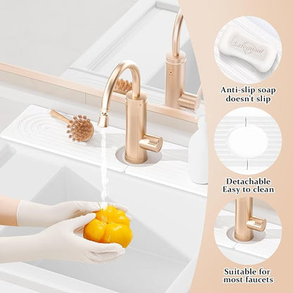 Faucet Mat for Kitchen Sink ，Water Absorbing Stone Tray for Sink，15.7 inches