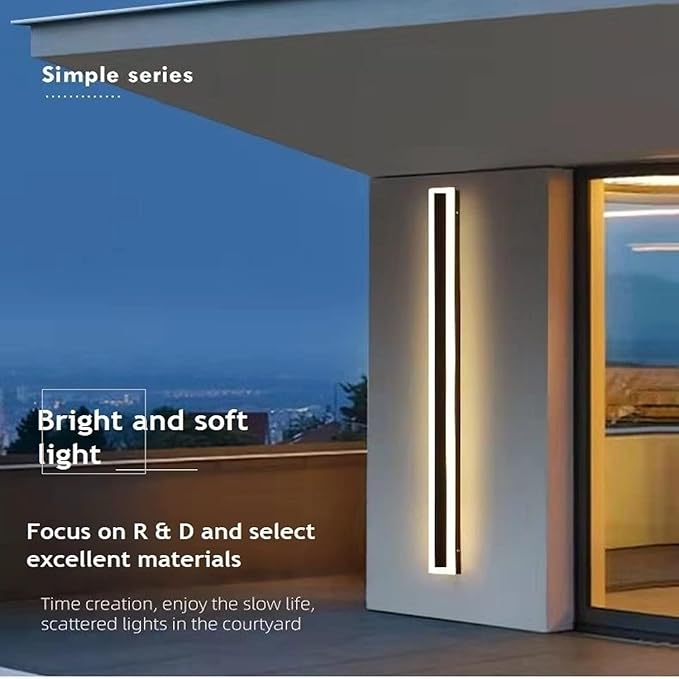 2 Pack 31.5INCH Long Outdoor LED Wall Lights,24W Waterproof IP65 Warm White led Wall Light Rectangular Black Wall Light,led Porch Lights Outdoor Wall Elegant Frosted White Acrylic Anti Rust