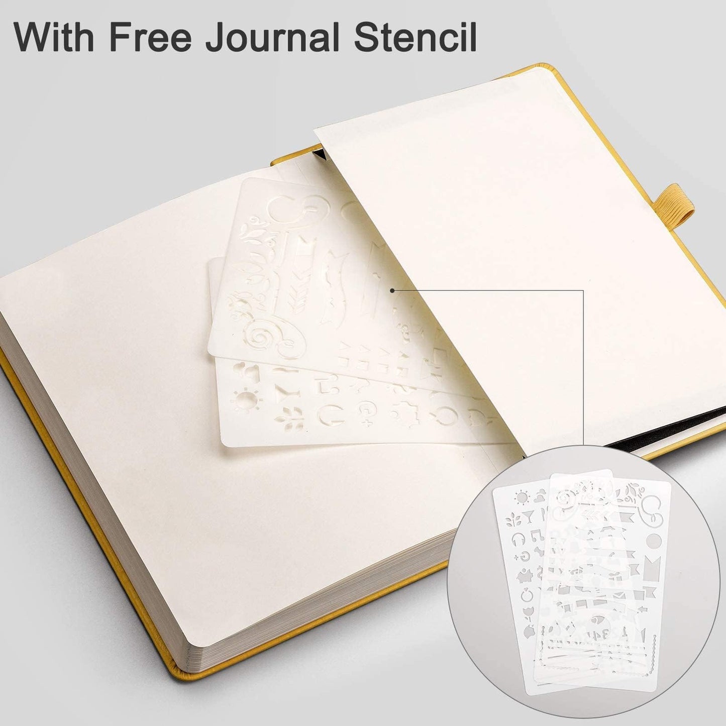 EMSHOI A5 Dotted Notebook Hardcover Leather Journal, 256 Pages 120gsm Thick Paper A5 Journal 5.75"x8.38", 16 Perforated Pages & Inner Pocket, Durable Dot Grid Notebook for Bullet Journaling, Yellow