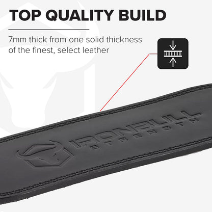 7mm Leather Weight Lifting Belt - 4" Wide Tapered Premium Leather Lifting Belt for Gym, Workout & Weight Training - Weightlifting Belts for Men and Women (Large, Black)