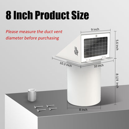 IXMGA 8 Inch Dryer Vent Cover Outside for House, Hooded Wall Vent Cap with Screen & Damper Outdoor for Kitchen Range Hood, Dryer Ventilation, AC