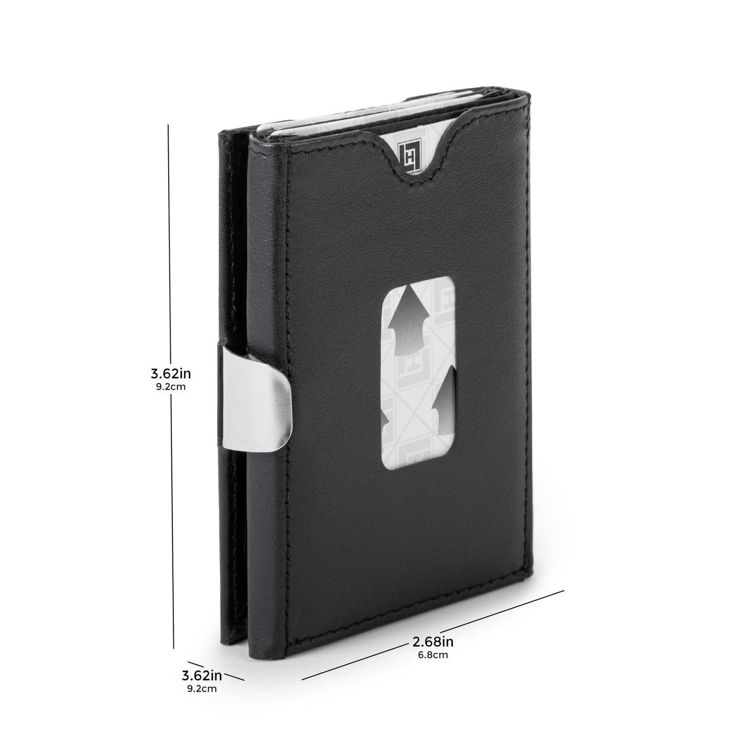 LIULIHUA LLH Leather Trifold Wallet - RFID Blocking with Stainless Steel Locking Clip Wallet, Minimalist Front Pocket RFID Blocking Credit Card Holder (black)