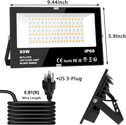 LED Flood Light Outdoor 800W Equivalent 8000LM Smart RGB Landscape Lighting with APP Control, DIY Scenes - Timing - 5700K Daylight White - Color Changing Uplight, IP66 Waterproof US Plug MELPO(2Pack)