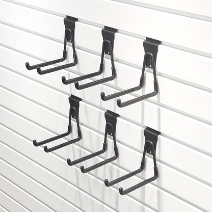 ATOOLA Slatwall Accessories, Black Slatwall Hooks, Garage Utility Hooks for Slatwall, 6 Pack Medium U Hook