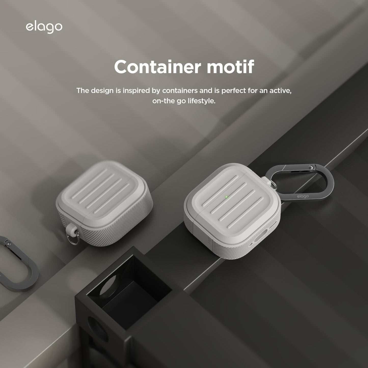 elago Armor Compatible with AirPods 4 Case - for AirPods 4th Generation Cover, Carabiner Included, Supports Wireless Charging, Shock Resistant, Full Protection (Stone)