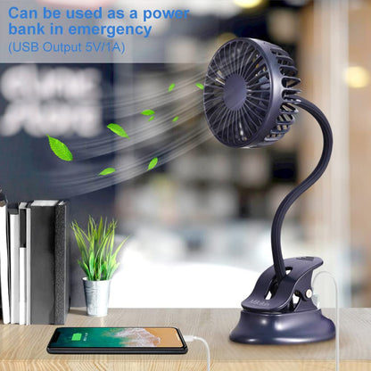 Mikikin Clip on Small Mini Fan, Portable Usb Battery Operated Rechargeable Quiet Personal Desk/ Baby Stroller Fan 3 Speeds Flexible Neck Great for Bed Office Car Dorm Travel Camping Beach