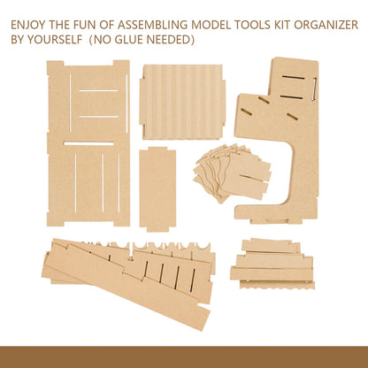 Bucasso Wooden Model Kit Organizer Rack with MDF Material, Paint Rack, Screwdriver/Brush Holder, For Tamiya Paints and Tools, GK1