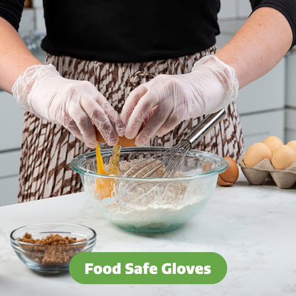 Comfy Package Disposable Vinyl Gloves [100 Count] – Clear, Latex-Free, Powder-Free – Food Safe for Cooking, Cleaning, Food Handling – BPA-Free - X-large