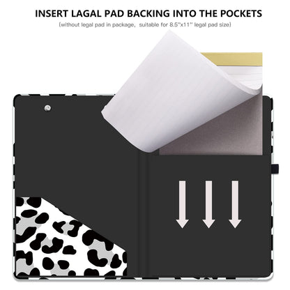 Hongri Mini Clipboard Folio with Refillable Lined Notepad and Interior Storage Pocket for Students, Classroom, Office, Women, Man, Cute Custom Pattern, Standard A5 Size 6 x 9 in, Cream Spots