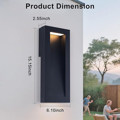Modern Outdoor Wall Light with LED, Exterior Lighting Fixtures 2700K Integrated, Matte Black Outside Wall Mount Lights for House Front Door Porch Garage Patio Black 1 Packs