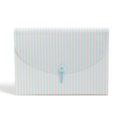 U Brands 13 Pocket Poly Expandable File, 13" x 9.65" x 1.5", Muted Prep Blue Stripes, Letter Size