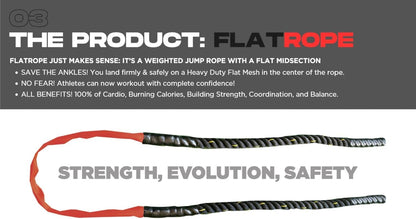 Patented FLATROPE 5lb Weighted Jump Rope, Heavy Flat-Mesh Design to Reduce Ankle Injury, 120” Adjustable Strength-Training Rope for Muscle Building, Conditioning & HIIT, Home Gym Fitness Equipment for CrossFit, HYROX, Spartan, DEKA Athletes, Black