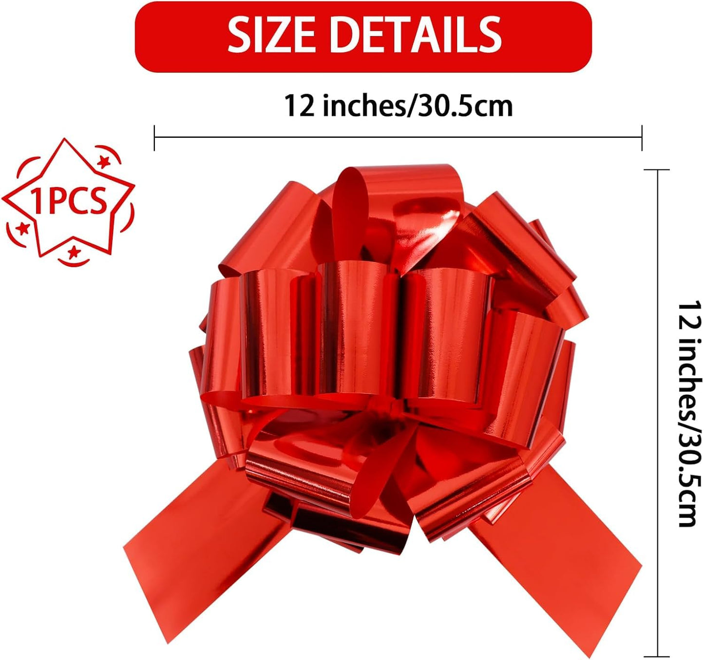 TONIFUL 12 Inch Red Large Pull Bow Giant Big Valentine Bow for Gift Wrapping, Car, Bikes, Big Toys, Applicants, Front Door Decor, Large Gift Wrap, Christmas Tree & Outdoor Decoration