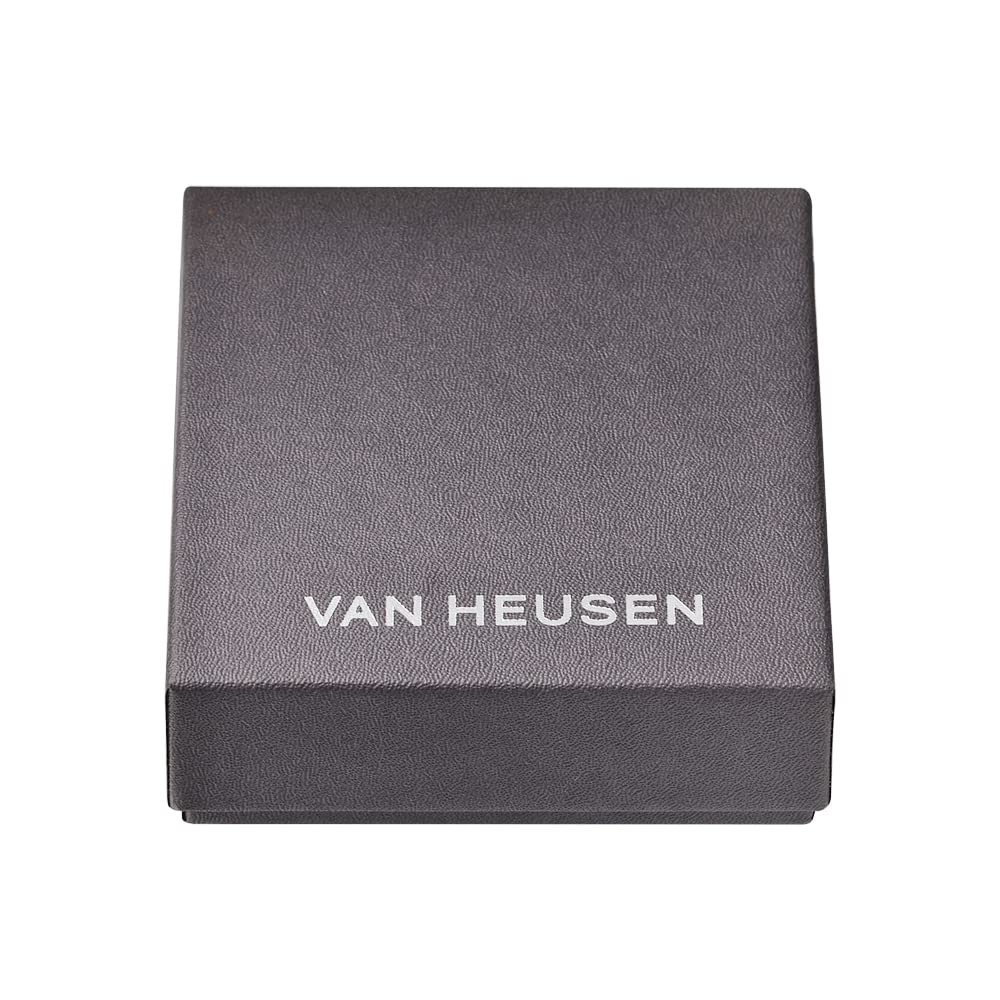 Van Heusen Men Braid Leather Bracelet with Stainless Steel Ornaments (Black, Stainless Steel)