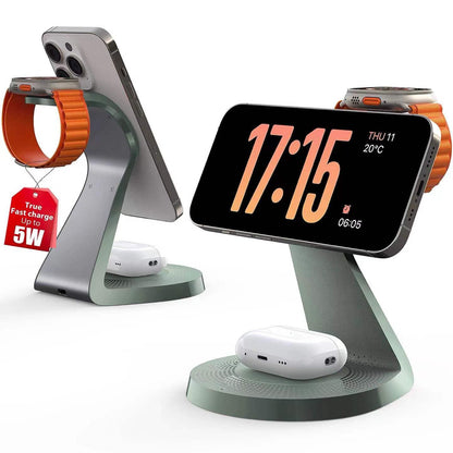 3 in 1 Charging Station for Apple Devices,Mag-Safe Charger Stand Fast Charging,Wireless Charger for iPhone 16/15/14/13/12 Series,& AirPods,& iWatch(USB-C Charger Included)