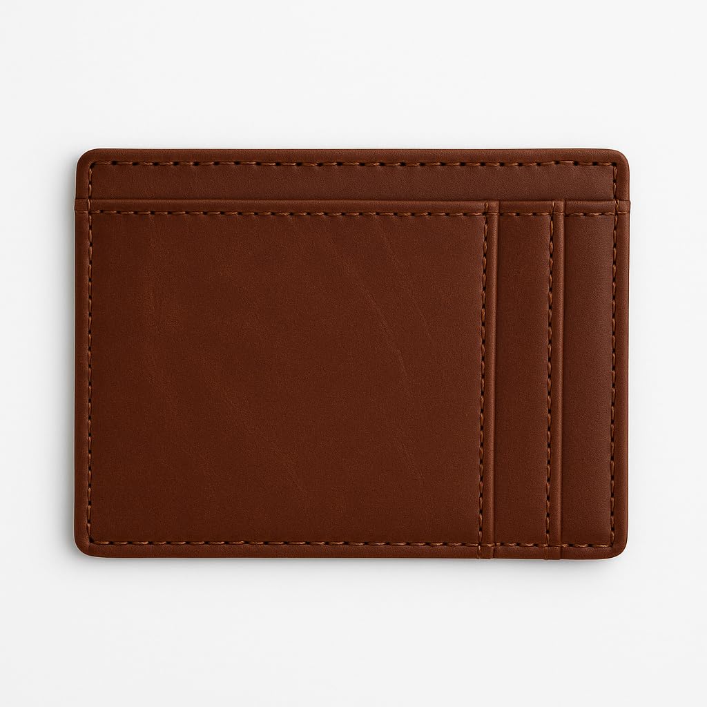 PavinCrafter Slim Leather Wallet for Men & Women – Minimalist Front Pocket Card Holder, Small Money Clip Wallet, Genuine Leather Credit Card Case (Tan)