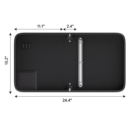 ZOOPIP Fireproof 3 Ring Binder with Zipper, 1.5 Inch D Rings Hold up 375 Sheets of 8.5" x 11" (A4), Compatible with Clear Page Protectors, Built-in Net and Pen Holder(Black, 1 Pcs)