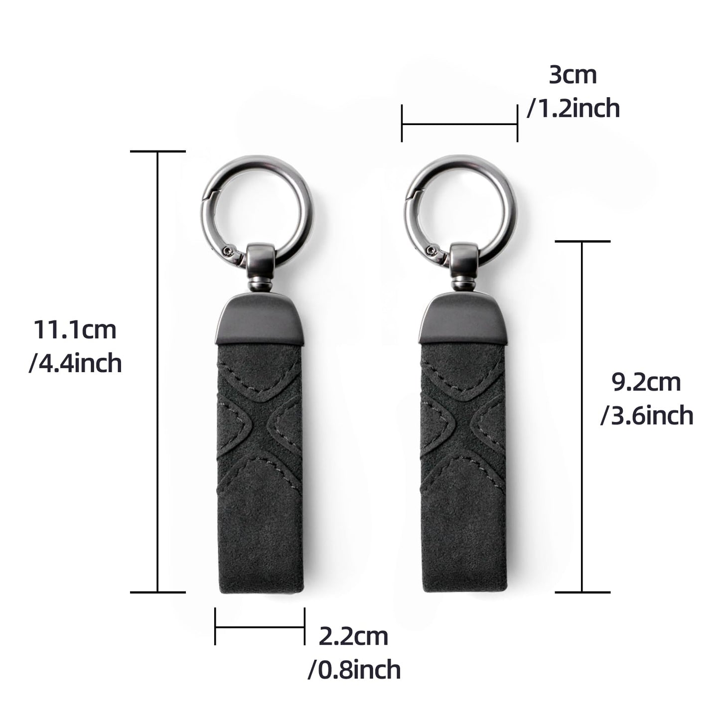 BETTERHUMZ Leather Suede Car Keychain,Key Chain Clip for Alcantara, Anti-Lost D-Ring for Men and Women Car Accessories (Suede, Black)