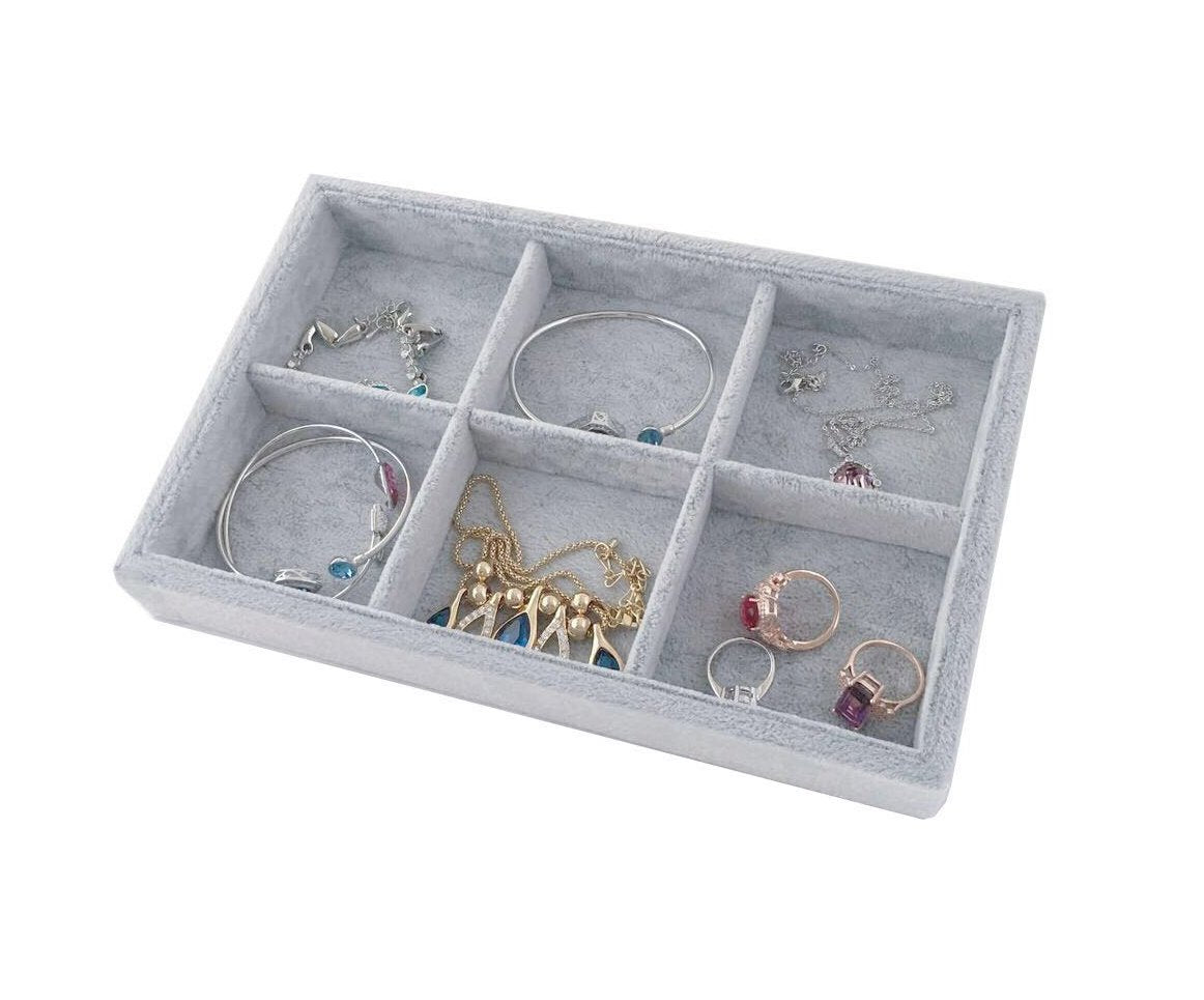 Svea Display Jewelry Organizer Stackable Multi Layer Storage Velvet 6 Grids Premium Grade Stackable Drawer Insert Divider