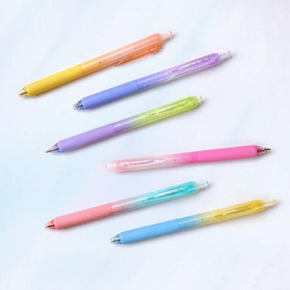 WRITECH Gel Pens Fine Point: 0.7mm Black Ink Retractable 6ct Smooth Writing with Aesthetic Gradient Color Barrel for Journaling Note Taking Silent Click No Smear Nebula Pen Set