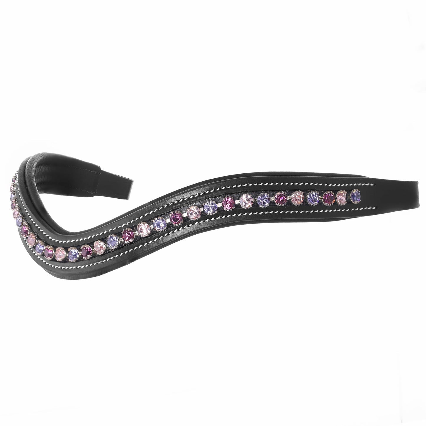 Exion Curved Crystal Horse Browband for English Bridles– Padded Bling Equestrian Browband for Dressage & Show– Fuchsia, Light Rose, Tanzanite Crystal Browband for Horses