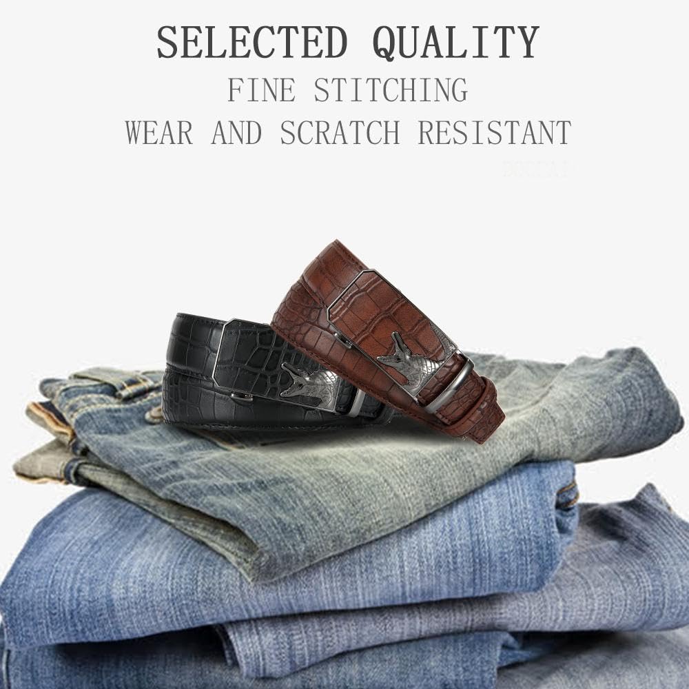YOORAN Mens Ratchet Belt Mens Dress Belt Leather 1 3/8" Casual Work Jeans Golf with Gift Box